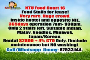 NTU Food Court 16 for lease VERY RARE